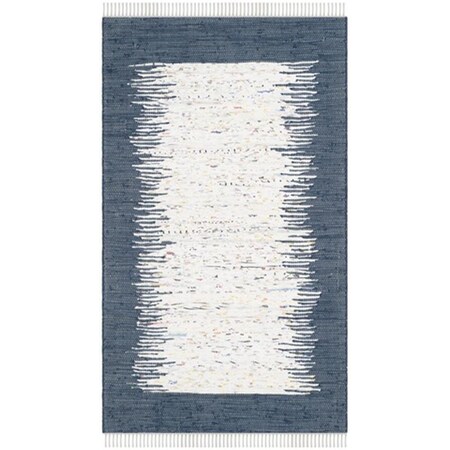 Safavieh Montauk Hand Woven Small Rectangle Rug- Ivory - Navy- 4 x 6 ft. MTK711L-4